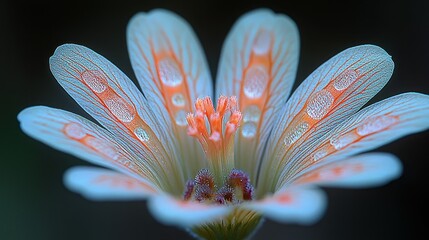 macro close up delicate flower petals with water drops detail on veins and texture