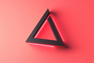 Canvas Print - Black Triangle Frame With Red Neon Light