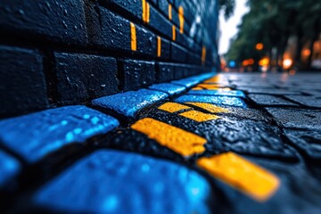 Urban Vandalism: Grungy Graffiti on Weathered Brick Wall