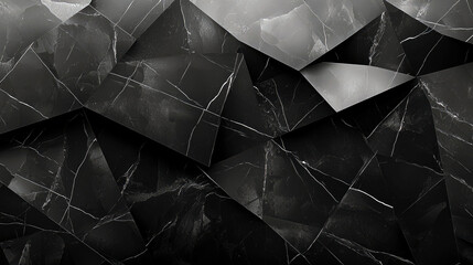 Canvas Print - Black Marble Geometric Architecture: Abstract Modern Design Texture