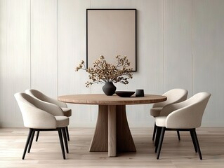 Wall Mural - Elegant modern dining room interior design home lifestyle inspiration minimalist environment cozy viewpoint