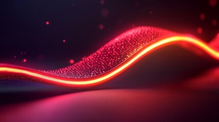 Wall Mural - abstract red glowing wave particle flow digital art technology background