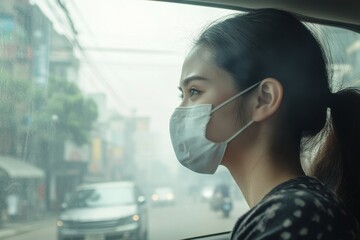 Density of PM 2.5 dust in the city Air pollution affecting health , Generative AI