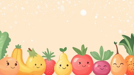 Wall Mural - Charming Collection of Colorful Fruits in a Whimsical and Playful Setting Perfect for Brightening Up Any Space with Vibrant Colors and Cheerful Energy Ideal for Wallpaper Design