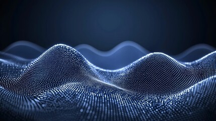 Wall Mural - abstract blue digital waveform background glowing particle data stream technology concept