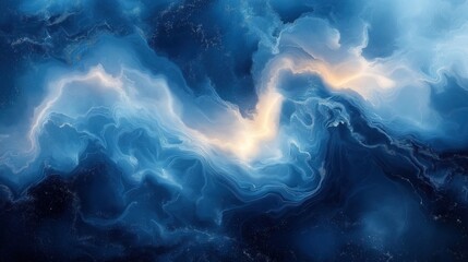 Wall Mural - A blue and white space with a swirl of light and dark blue