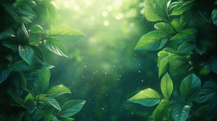 Wall Mural - A lush green forest with leaves that are wet and shiny