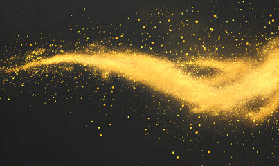 Wall Mural - gold glitter light effect with a wave on a transparent background