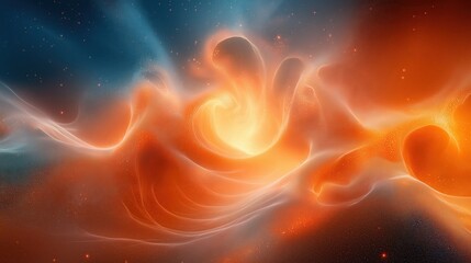 Wall Mural - A colorful, swirling galaxy of orange and blue with a lot of stars