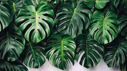 Wall Mural - Lush Monstera Leaves: Tropical Green Plant Photography