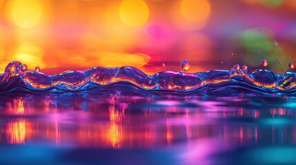 Wall Mural - a colorful water wave with a purple and orange background