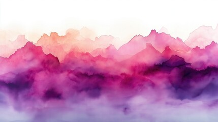 Wall Mural - A painting of mountains with a pinkish purple hue