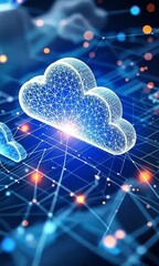 Abstract digital cloud computing network.