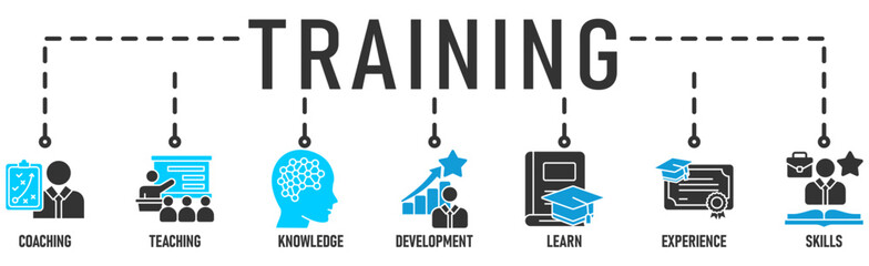Training banner web icon vector illustration concept for internship training and learning program apprenticeshi