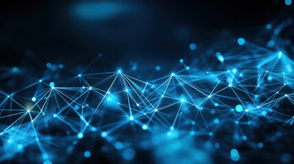 Blue Network Connections Abstract Digital Background Glowing Nodes Lines