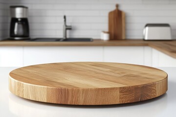 Wall Mural - Wooden round board kitchen counter display (1)