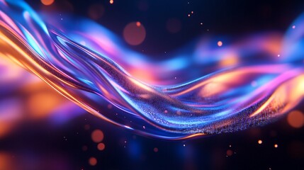 A colorful, swirling line of light with a dark background
