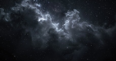 Wall Mural - A dark, star-filled sky with ethereal clouds, evoking a sense of wonder and exploration.