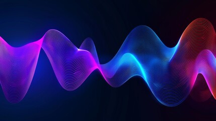 Wall Mural - abstract neon wave background vibrant pink blue and red glowing lines