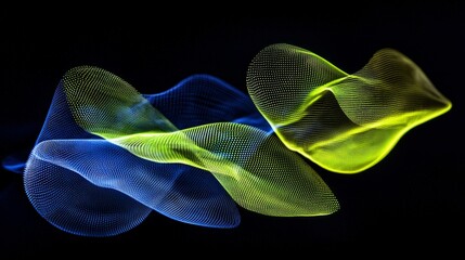 Wall Mural - abstract blue and green light trails dynamic energy flow particle wave motion digital art background