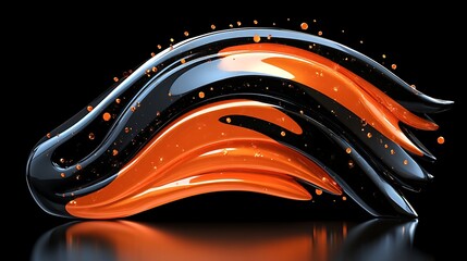 Abstract orange and black liquid design art