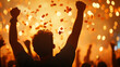 © Keitma - Cheering Crowd During a Festive Celebration with Confetti and Bright Lighting at Dusk