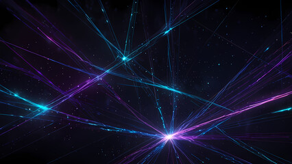 Wall Mural - Futuristic Abstract Background with Glowing Light Lines in a Starry Void