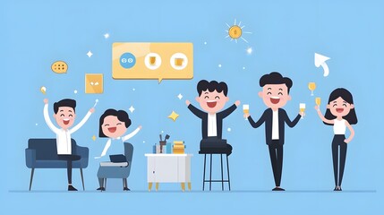 Leinwandbilder - of a successful business team celebrating positive results from an employee satisfaction survey showcasing workplace positivity motivation and employee engagement