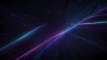 Wall Mural - Futuristic Abstract Background with Glowing Light Lines in a Starry Void