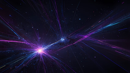 Wall Mural - Futuristic Abstract Background with Glowing Light Lines in a Starry Void