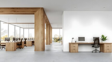 Leinwandbilder - Sleek and Efficient Modern Office Interior with Flexible Workspaces for Professional and Productive Environments  Minimalist Design with Clean Lines Bright and Airy Atmosphere