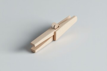 Sticker - A Simple Wooden Clothespin Isolated on White