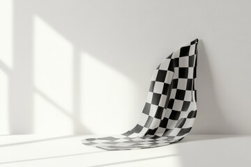 Wall Mural - Draped Checkered Flag in Minimalist White Setting