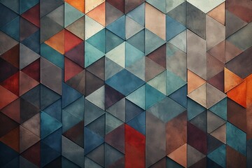 Wall Mural - Colorful Geometric Tile Wall Background 