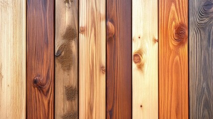 Wall Mural - Vertical wood planks in various stained colors.