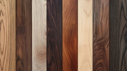 Wall Mural - Vertical wood samples showing various colors and grain patterns.