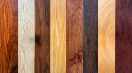 Wall Mural - Vertical wood samples showing various colors and textures of hardwood flooring.