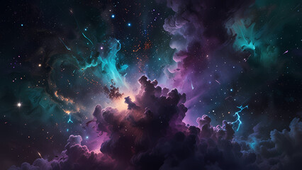 surreal abstract art of sparkling stars in a nebula