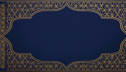 Wall Mural - Elegant navy blue background with a golden ornate frame. Perfect for invitations or announcements.