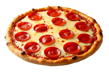 Pepperoni pizza isolated on transparent background.