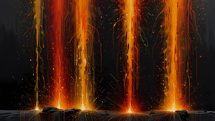 Wall Mural - Glowing Inferno: Abstract Artwork with Fiery Sparks