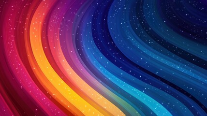 Wall Mural - A vibrant wave of colors flows seamlessly, blending shades of pink, orange, blue, and purple against a starry backdrop.