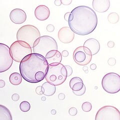 Wall Mural - Floating Bubbles Abstract Composition of Pink and Purple Spheres, Bubbles, Texture, Background, White Background Bubbles, Abstract Photography