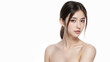 © Mekhala - Beauty skin woman with bare shoulder on white background, Free space for text.