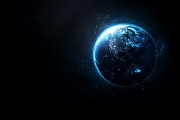Wall Mural - Global Network: Earth Illuminated by Digital Connections
