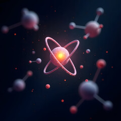 Wallpaper design of 3d render of an atom