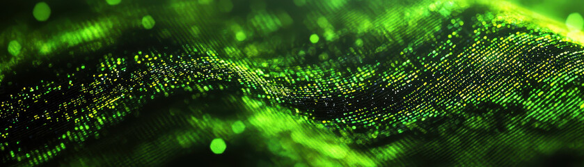 Wall Mural - glowing green digital waves create mesmerizing visual effect