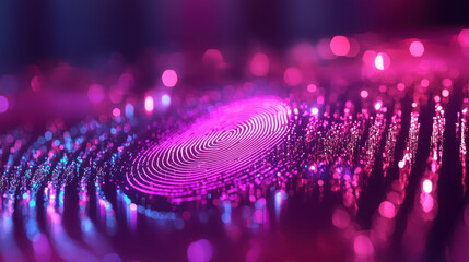 Wall Mural - vibrant depiction of glowing fingerprint scanner with colorful lights