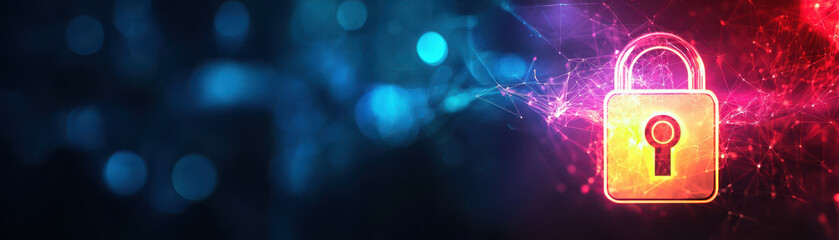 Wall Mural - vibrant depiction of glowing secure connection icon with colorful lights
