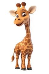 A fun 3D cartoon giraffe character, isolate on white background. cutout png